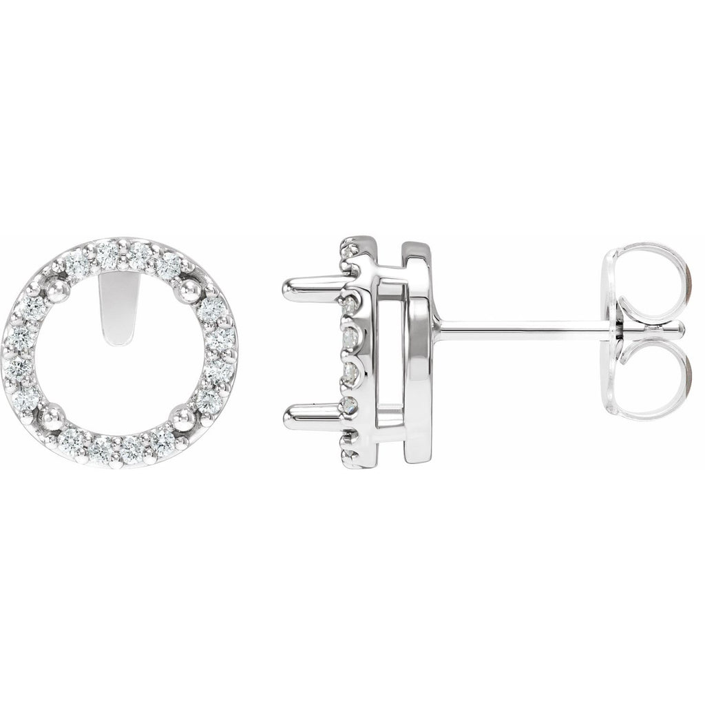 14K White Gold 1/8 CTW Natural Diamond Semi-Set Halo-Style Stud Earrings