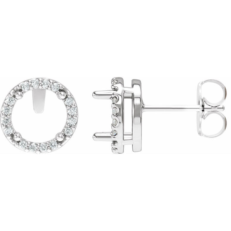 14K White Gold 1/8 CTW Natural Diamond Semi-Set Halo-Style Stud Earrings