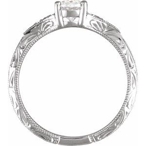 14K White Gold Oval .02 CTW Natural Diamond Semi-Set Engagement Ring