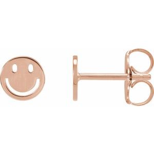 14K Rose Gold Smiley Face Earrings