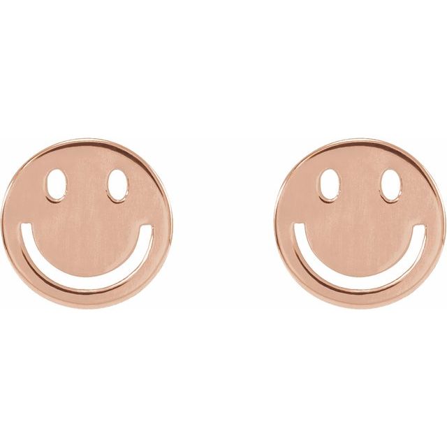 14K Rose Gold Smiley Face Earrings