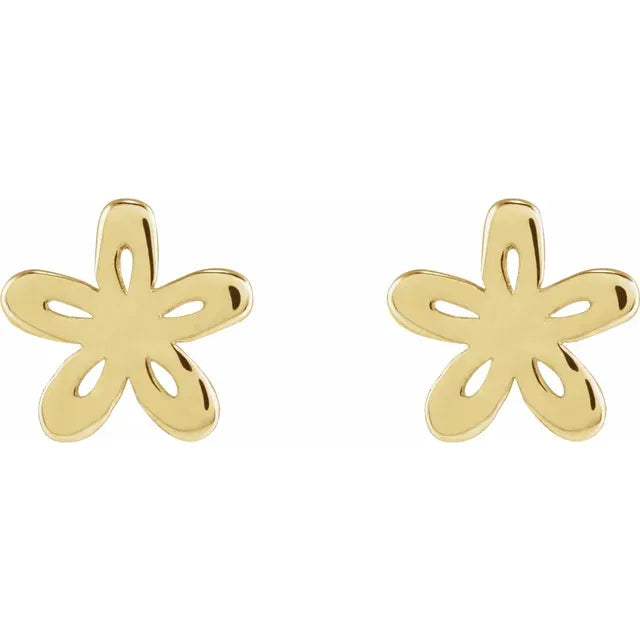 14K Yellow Gold Floral-Inspired Earrings