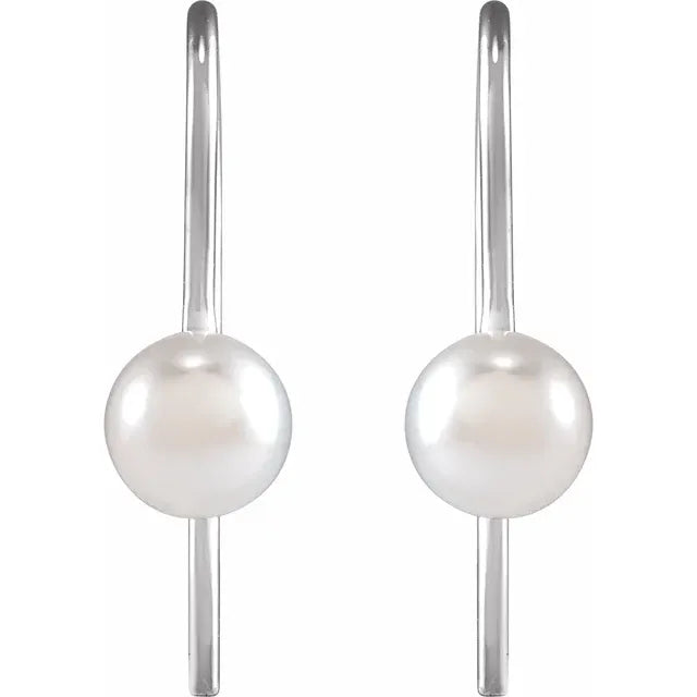 14K White Gold Wire Earring Mounting for Pearl