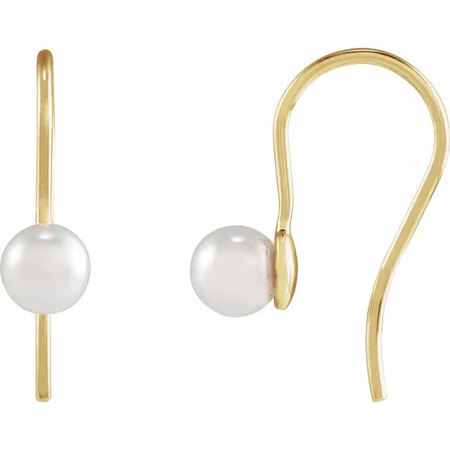 14K Yellow Gold Wire Earring Mounting for Pearl