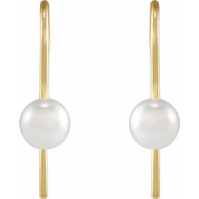 14K Yellow Gold Wire Earring Mounting for Pearl