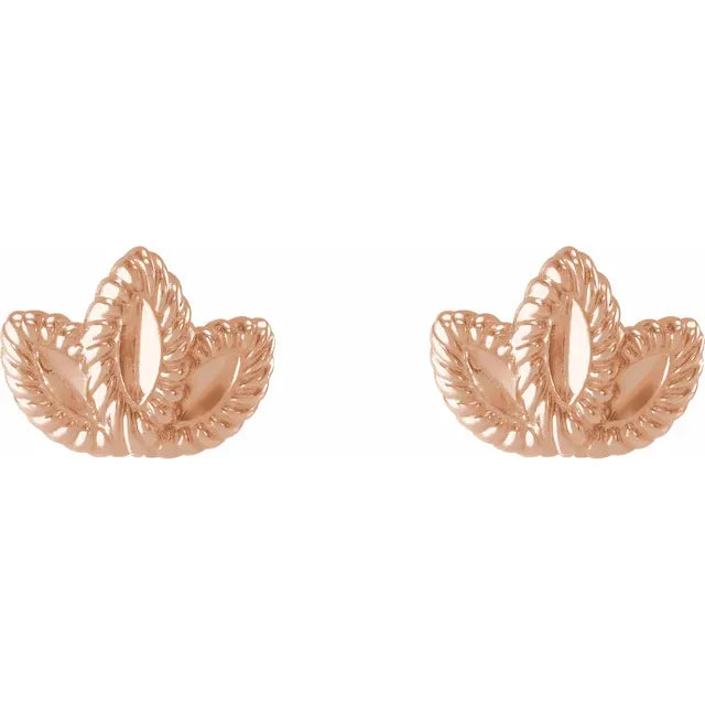 14K Rose Gold Petite Leaf Earrings