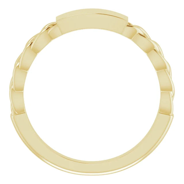 14K Yellow Gold Engravable Chain Link Ring
