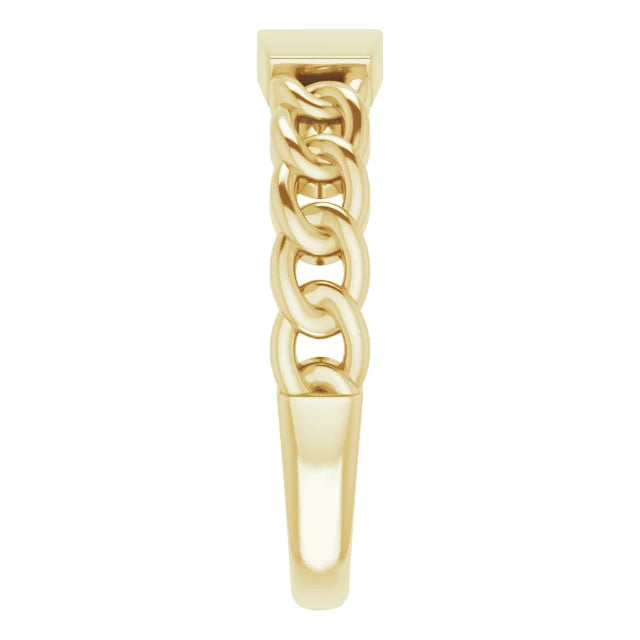 14K Yellow Gold Engravable Chain Link Ring