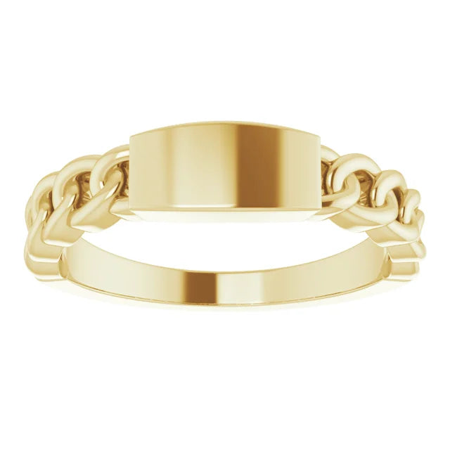 14K Yellow Gold Engravable Chain Link Ring