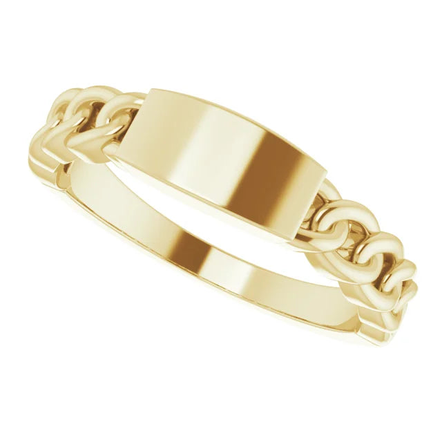 14K Yellow Gold Engravable Chain Link Ring