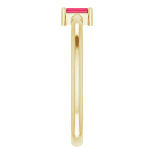 14K Yellow Gold Lab-Grown Ruby Stackable Ring