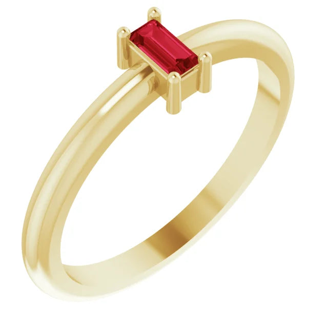 14K Yellow Gold Lab-Grown Ruby Stackable Ring