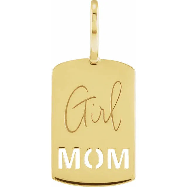 14K Yellow Gold Girl Mom Pendant
