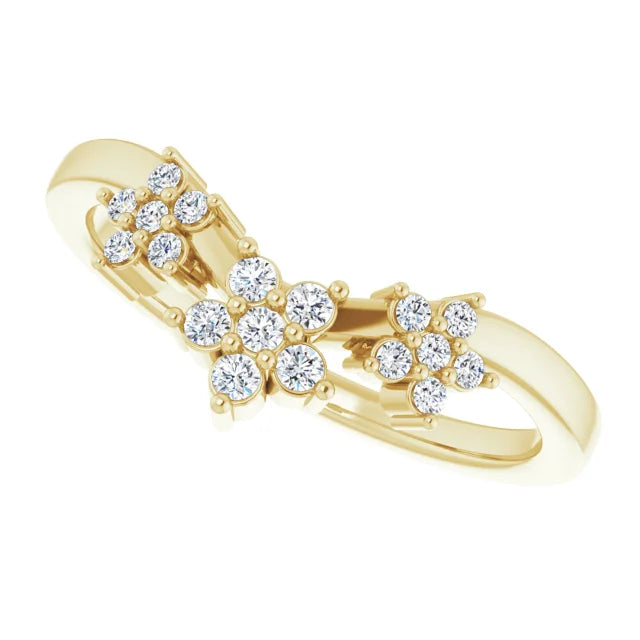 14K Yellow Gold 1/6 Natural Diamond Contour Band