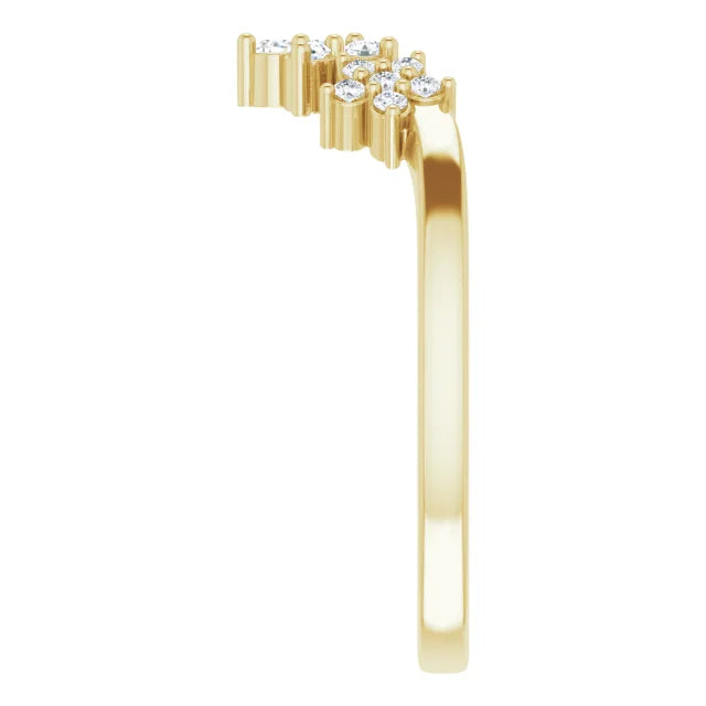14K Yellow Gold 1/6 Natural Diamond Contour Band