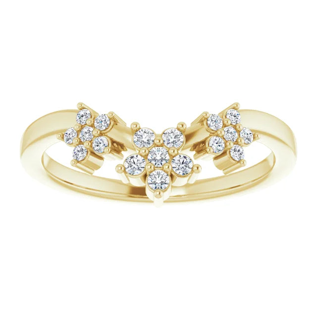 14K Yellow Gold 1/6 Natural Diamond Contour Band