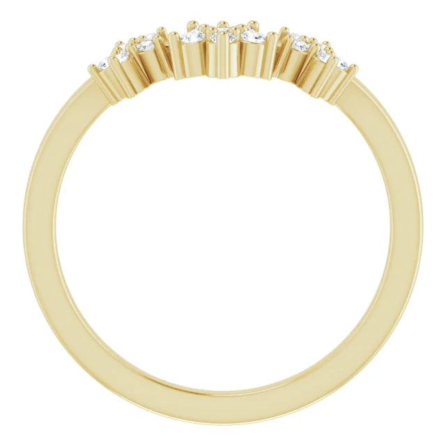 14K Yellow Gold 1/6 Natural Diamond Contour Band