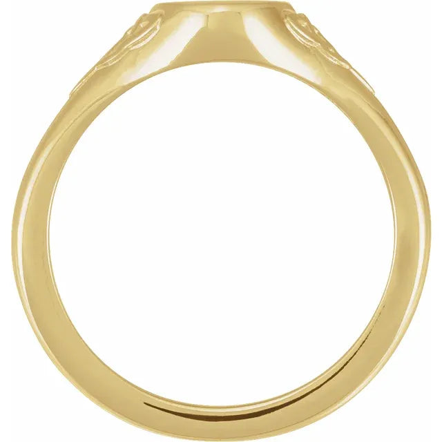 14K Yellow Gold Engravable Oval Celtic-Inspired Signet Ring