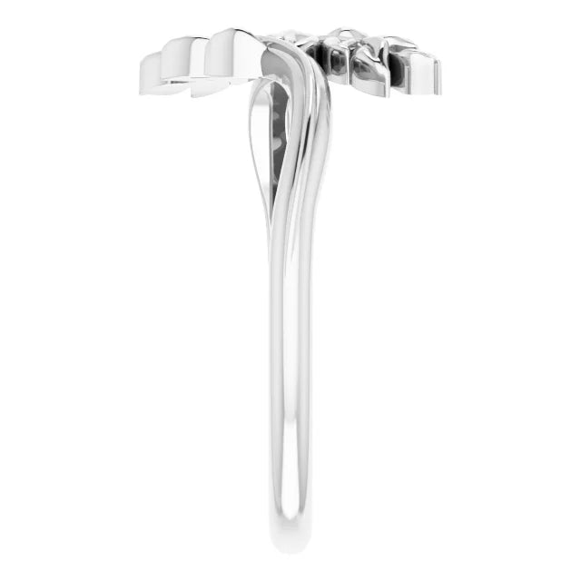 14K White Gold Leaf Bypass Ring
