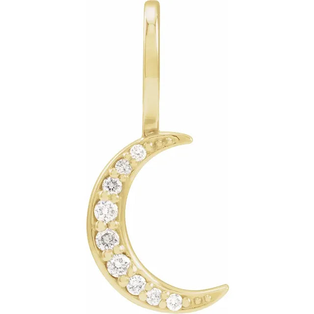 14K Yellow Gold .07 CTW Natural Diamond Crescent Moon Pendant/Charm