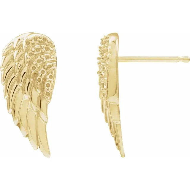 14K Yellow Gold Accented Left Angel Wing Earring