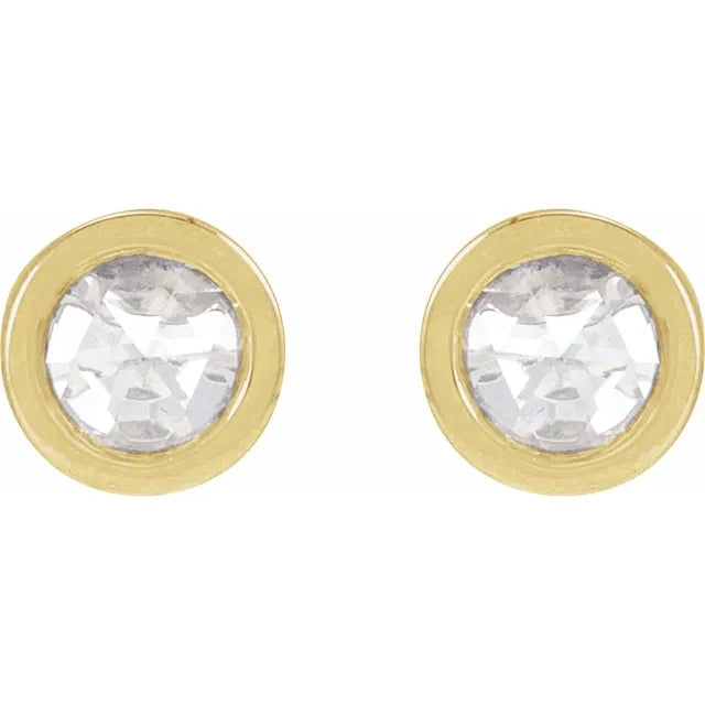 14K Yellow Gold .06 CTW Rose-Cut Natural Diamond Threaded Post Earrings