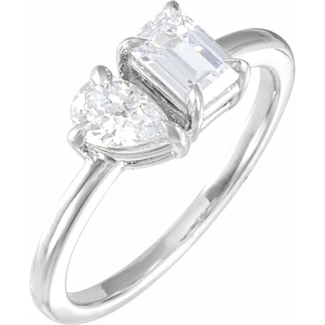 14K White Gold 1 CTW Lab-Grown Diamond Two-Stone Ring