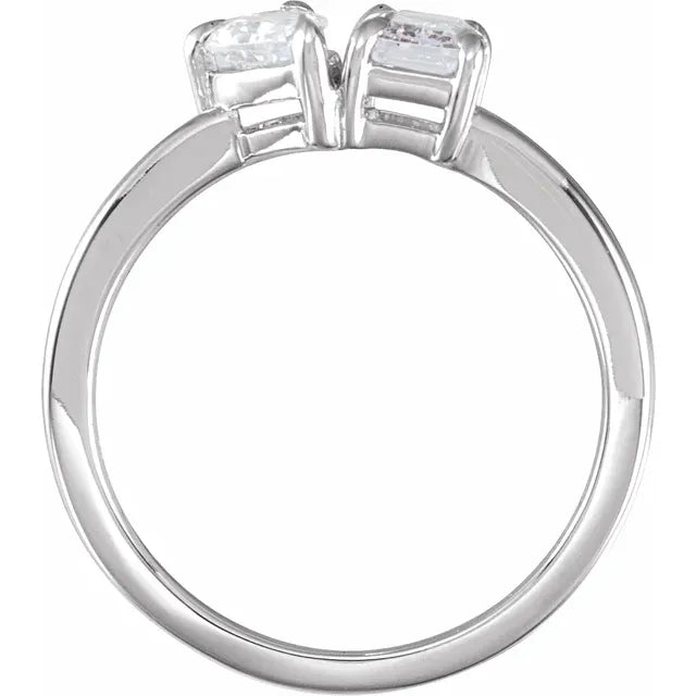 14K White Gold 1 CTW Lab-Grown Diamond Two-Stone Ring