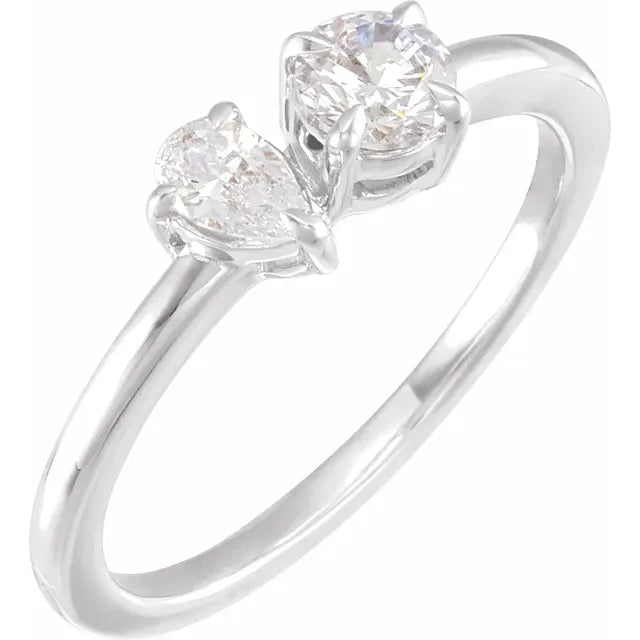 14K White Gold 5/8 CTW Lab-Grown Diamond Two-Stone Ring