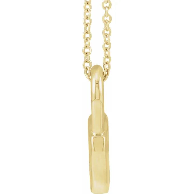 14K Yellow Gold Engravable Lock 16-18" Necklace