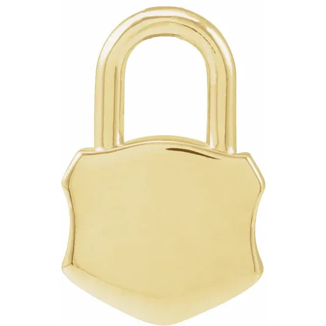 14K Yellow Gold 15.3x10.1 mm Engravable Lock Pendant