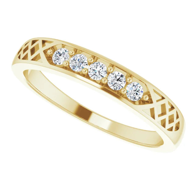 14K Yellow Gold 1/6 CTW Natural Diamond Celtic-Inspired Anniversary Band