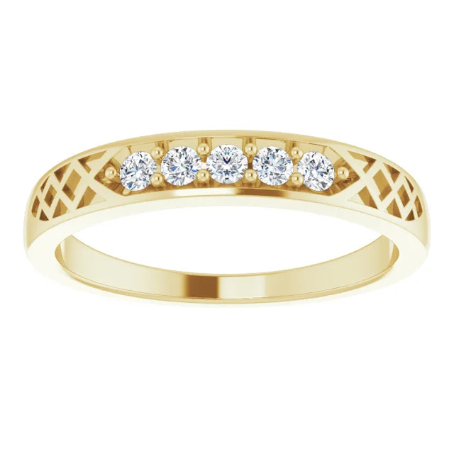 14K Yellow Gold 1/6 CTW Natural Diamond Celtic-Inspired Anniversary Band