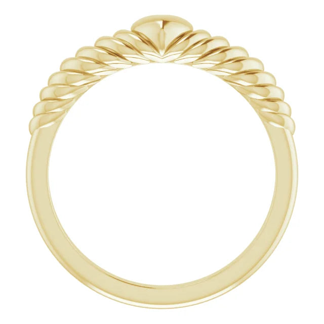 14K Yellow Gold Rope Heart Dome Ring