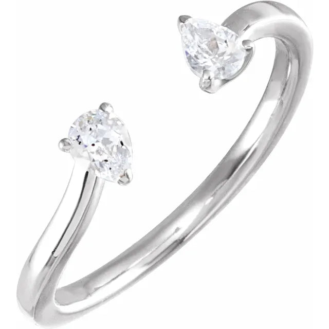 14K White Gold 1/5 CTW Lab-Grown Diamond Two-Stone Ring