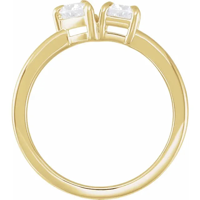 14K Yellow Gold 1 CTW Lab-Grown Diamond Two-Stone Ring