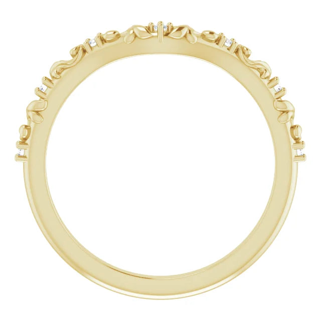 14K Yellow Gold .05 CTW Natural Diamond Vintage-Inspired Contour Band