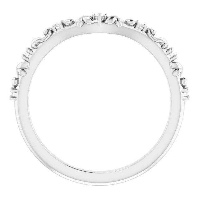 14K White Gold .05 CTW Natural Diamond Vintage-Inspired Contour Band