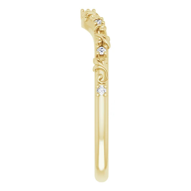 14K Yellow Gold .05 CTW Natural Diamond Vintage-Inspired Contour Band