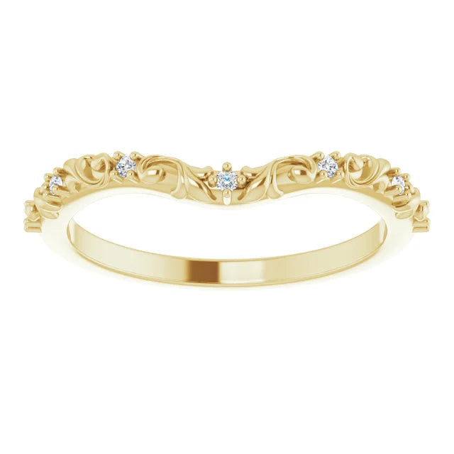 14K Yellow Gold .05 CTW Natural Diamond Vintage-Inspired Contour Band