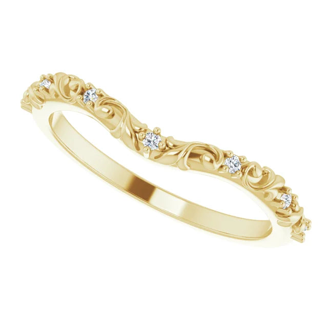14K Yellow Gold .05 CTW Natural Diamond Vintage-Inspired Contour Band