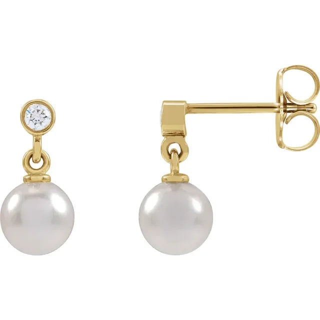14K White Gold Accented Earring Mounting for Pearl
