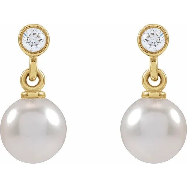 14K White Gold Accented Earring Mounting for Pearl