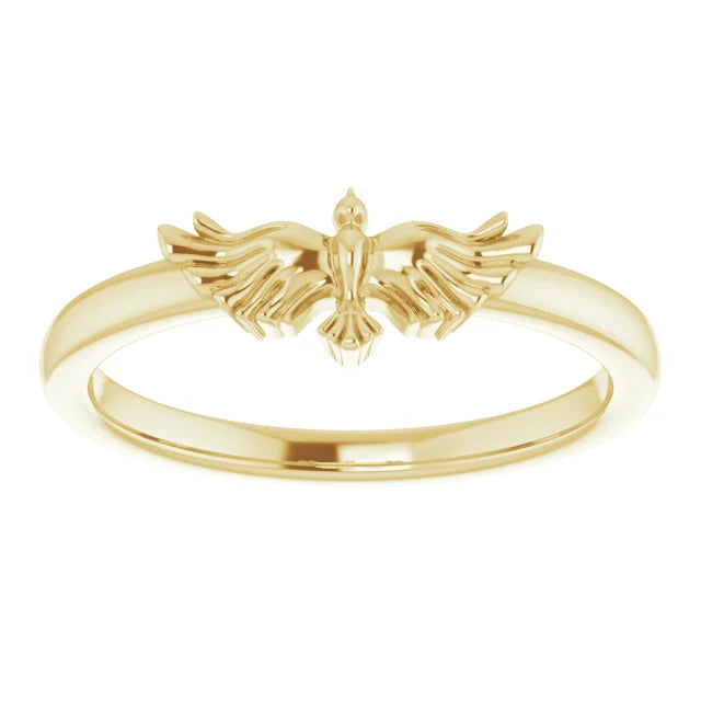 14K Yellow Gold Holy Spirit Dove Ring