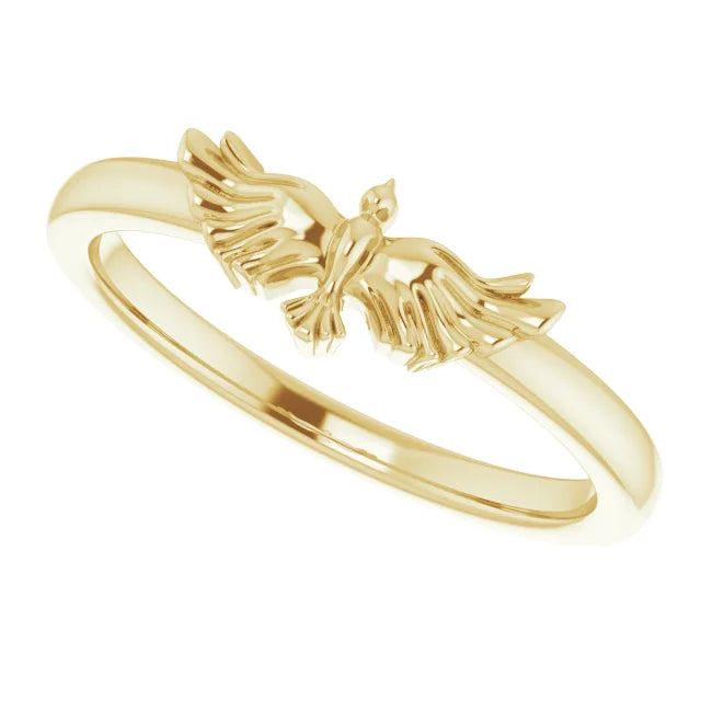 14K Yellow Gold Holy Spirit Dove Ring