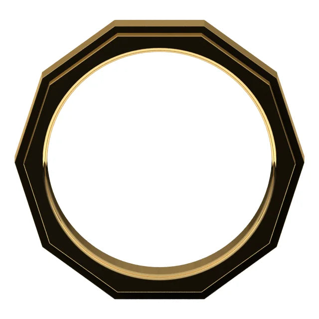 14K Yellow Gold 6 mm Geometric Stepped Edge Band