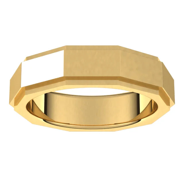 14K Yellow Gold 6 mm Geometric Stepped Edge Band