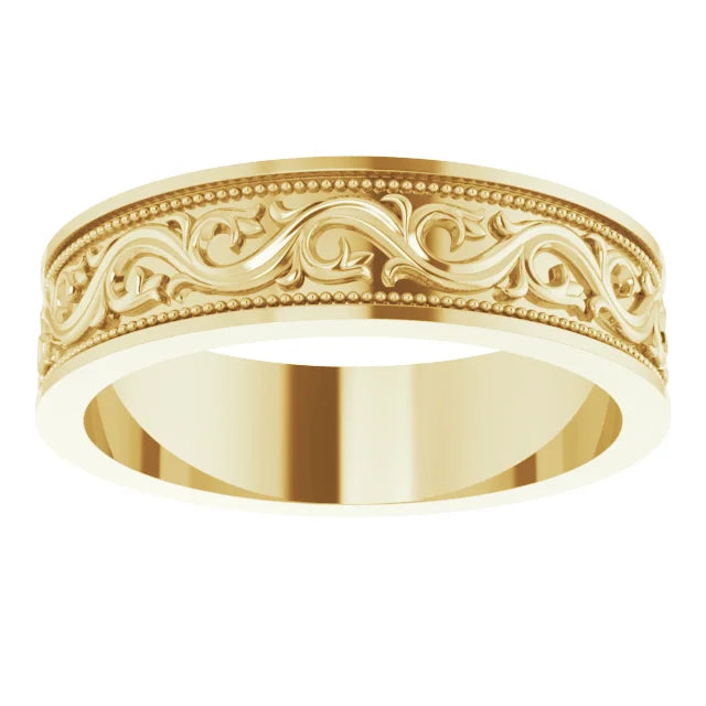 14K Yellow Gold 6 mm Sculptural Band