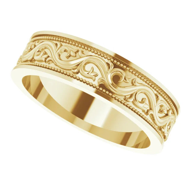 14K Yellow Gold 6 mm Sculptural Band