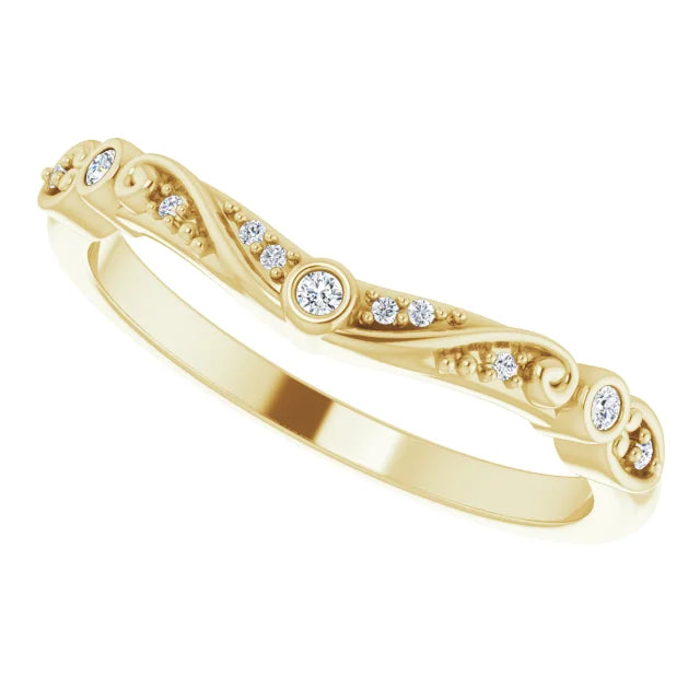 14K Yellow Gold 1.3 mm Round .05 CTW Natural Diamond Matching Band Band